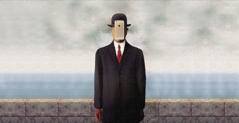 Heymann, Justin, ReMix der Original-Malerei von Magritte, René, The son of man, 1964, Collage digital, P-Seminar 'crossmedia', 2019