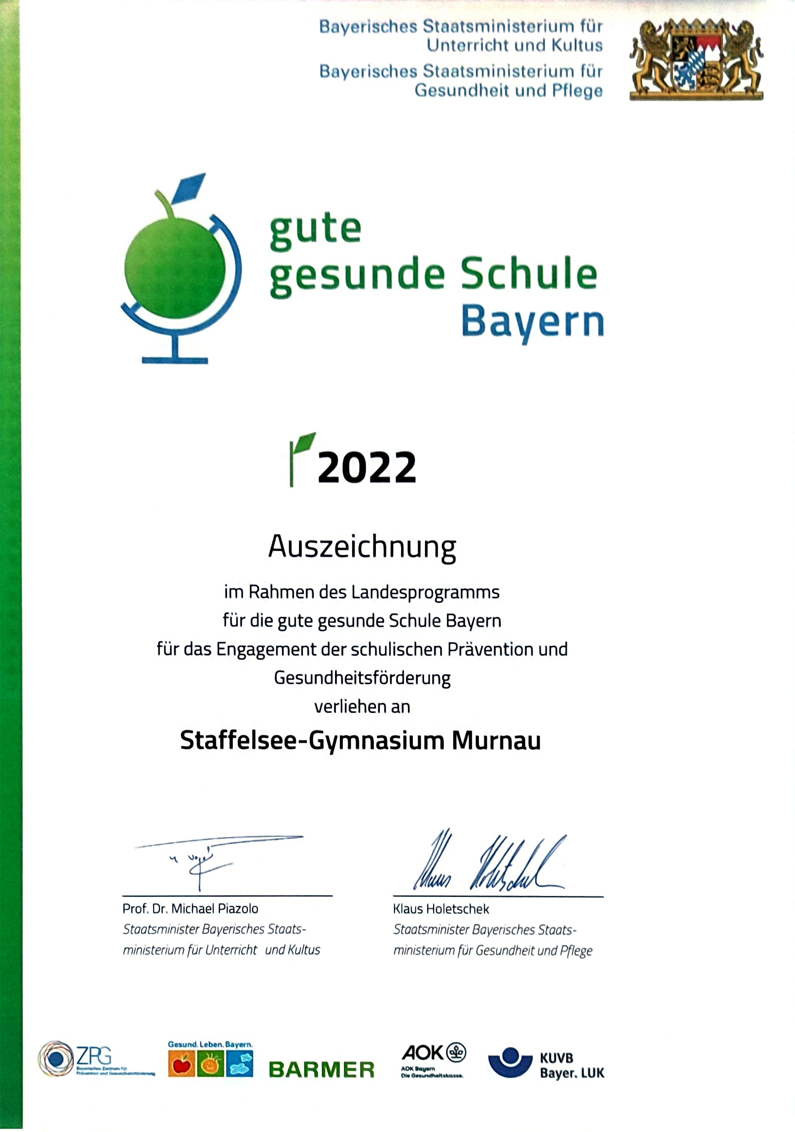 gute gesunde Schule Bayern, SGM, 2022