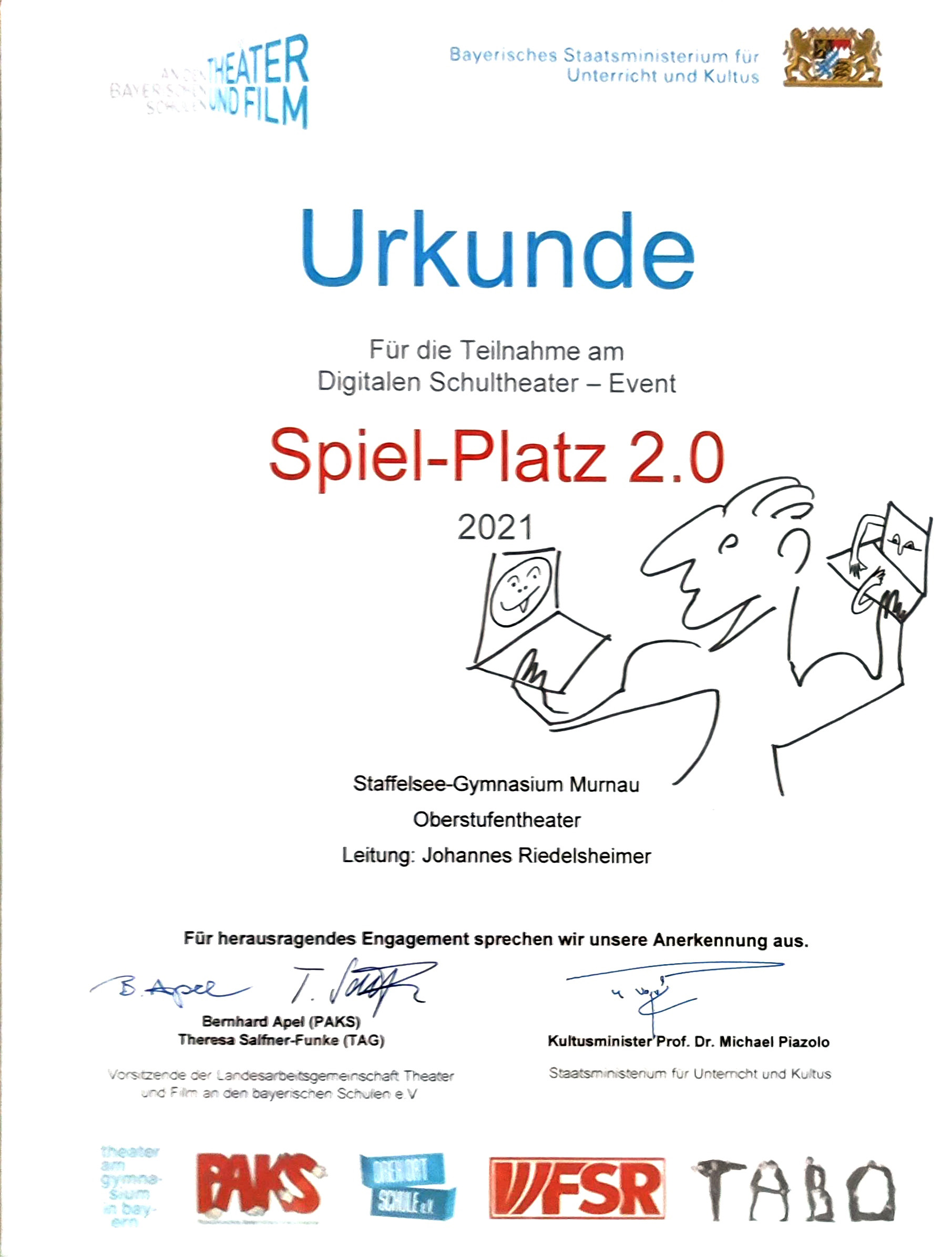 Spiel-Platz 2.0 2021 Urkunde